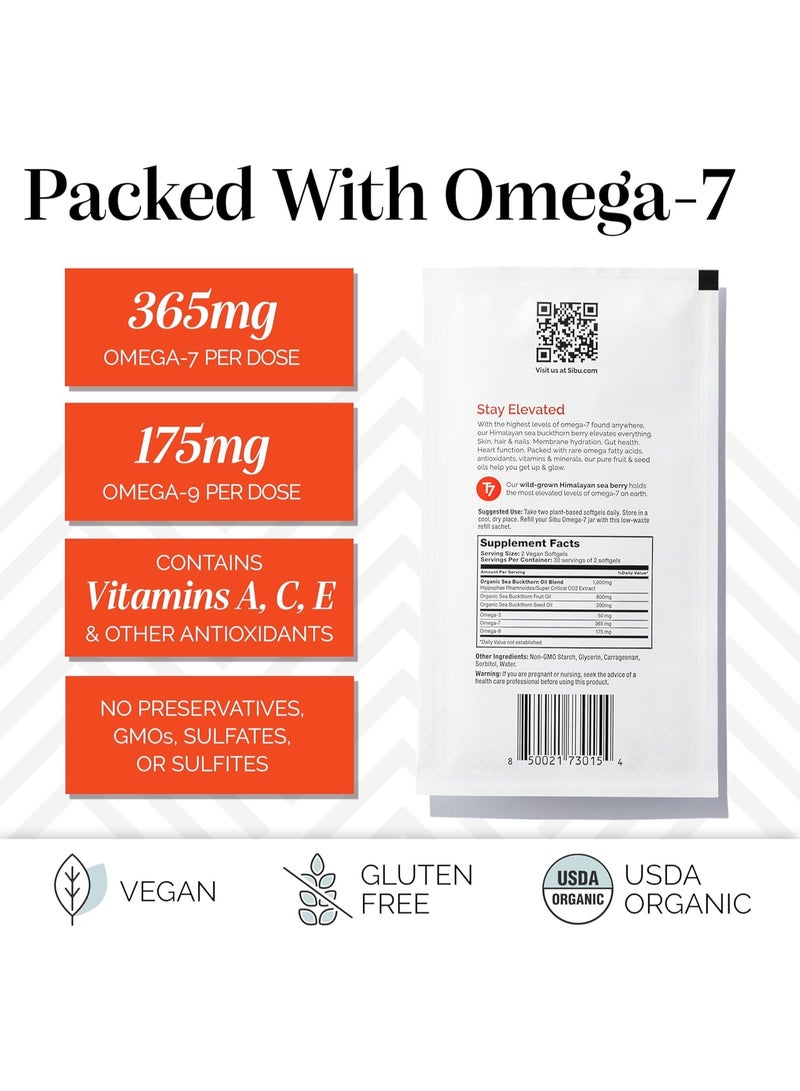 SIBU Himalayan Sea Buckthorn Omega-7 Softgels (60-Day Refill Sachet) – Supplement for Healthy Skin, Hair, Nails and Dryness - Image 5